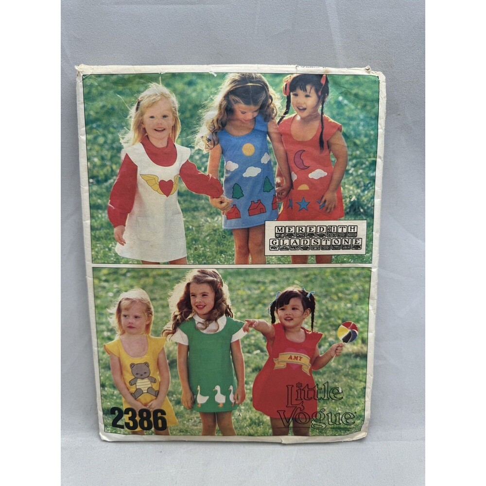 Little Vogue Sewing Pattern 2386 Girls Sundress Dress Appliques Size 3 Vintage